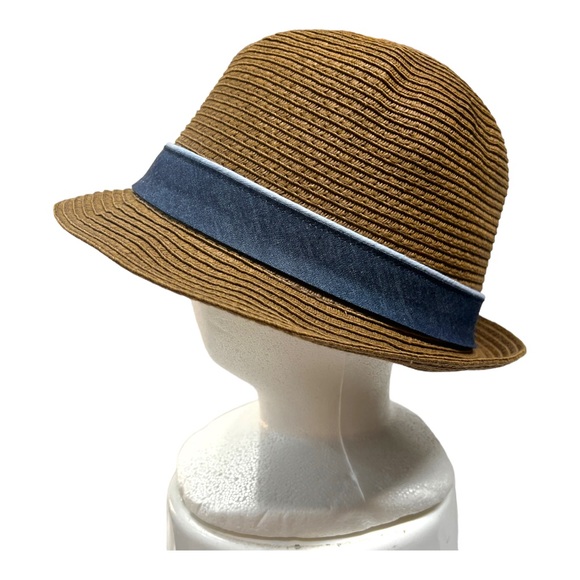 PENUIN BRAND Brown and Denim BLUE BAND with PEQUIN LOGO FEDORA Style L/XL - Picture 5 of 17